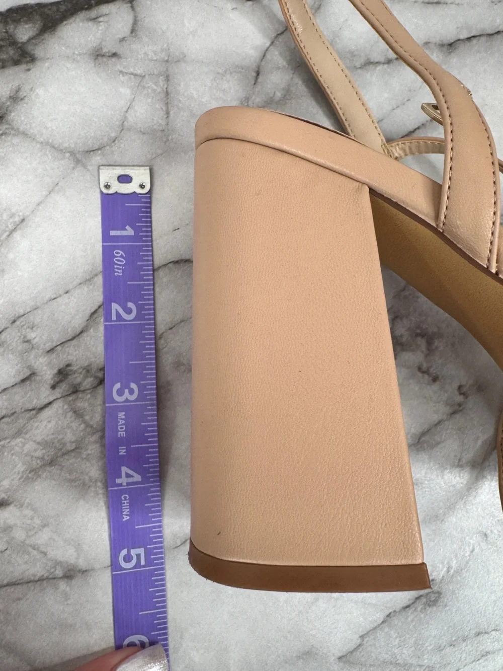 Open Edit Neutral Tan Platform Block Heel Slingback Sandals 8.5